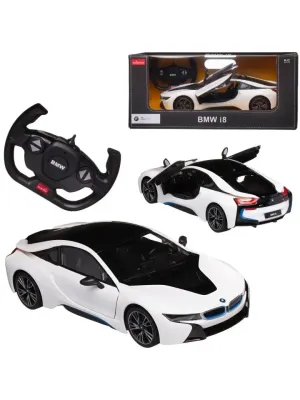 Машина р/у 1:14 BMW i8, цвет белый матовый, двери открываются в ручную