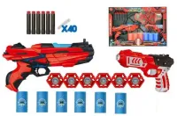 Бластер красно-черный 2шт с аксессуарами и 40 мягкими пулями, со световыми эффектами