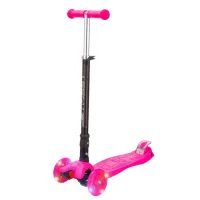 Самокат трехколесный, складной, колеса PU со светом, размер самоката: 57*25*87 см, розовый