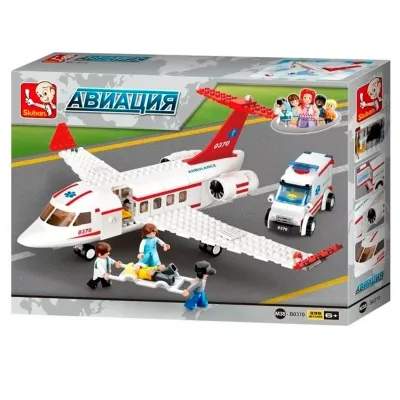 Конструктор пластик.SLUBAN.Авиация.Медицинский состав (335 дет,4 фигуры,в коробке) (Арт. 