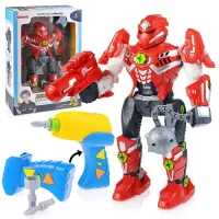 Робот-конструктор с пультом управления, отверткой, красный, в коробке