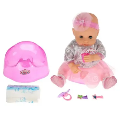 Пупс Функц ТМ Карапуз, 40см, пьет и писает, двигает ручкой, пьет из трубочки в русс.