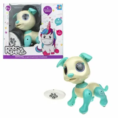 1TOY игрушка интерактивная Robo Pets Щенок  бело-голубой 