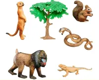 Набор фигурок животных серии “Мир диких животных“: мандрил, кобра, сурикат, варан, белка