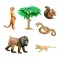 Набор фигурок животных серии “Мир диких животных“: мандрил, кобра, сурикат, варан, белка