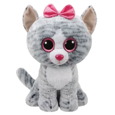 Beanie Boo's KIKI - серая кошка с бантиком 40 см