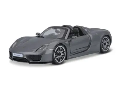 Машинка die-cast Porsche 918 Spyder, серая, открывающиеся двери