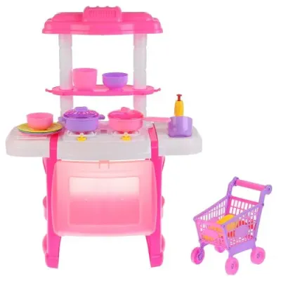Игровой набор кухня с тележкой, на бат. свет+звук, с аксесс. 666-165A-1 в кор