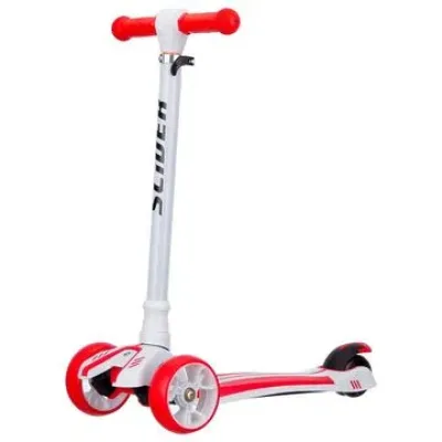 Самокат четырехколесный, колеса PU, светящиеся, подшипники ABEC-7, цвет: красно-белый