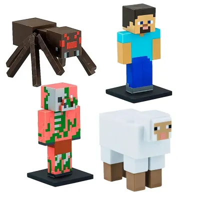 Minecraft Коллекционные топперы Паук, Стив, овца, Свинозомби и Эндермен (скрыт), 5 шт