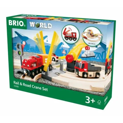 BRIO игр.наб. Ж/д с автодорогой,переездом и краном, 26 элементов
