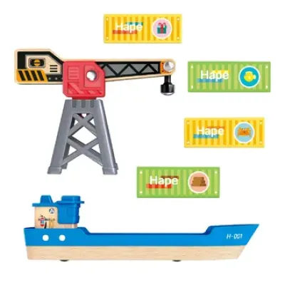 Игровой набор «У моря», Грузовой корабль и подъемный кран 