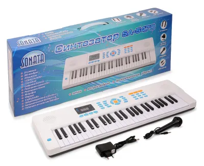 Синтезатор "SONATA" с микрофоном, 54 клавиши, 16 тембров, 100 ритмов, 12 демо мелодии