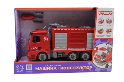 Пожарная машина-конструктор, фрикционная, свет, звук, вода, 1:12 Funky toys FT61115