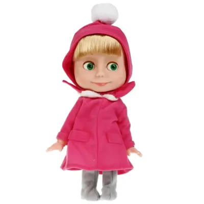 Кукла на бат озвуч Маша и Медведь 25 см, озвуч, зимняя одежда, кор КАРАПУЗ