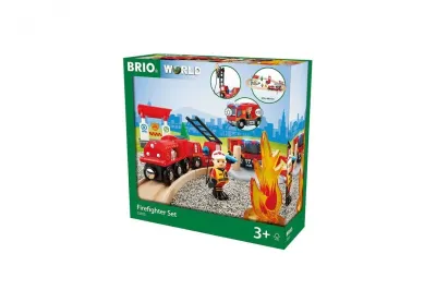 BRIO игр.наб.ж/д “Пожарная станция“,свет,звук,18 предм.,35х12х35см,кор