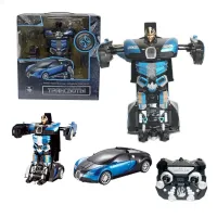 1toy Робот на р/у 2,4GHz, трансформирующийся в спортивный автомобиль, 30 см, синий 