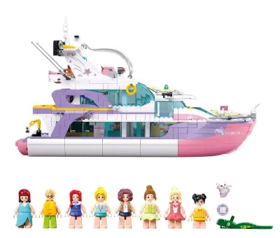 Конструктор пластик. Sluban Розовая мечта.Яхта (1108дет.,8 фигурок,в кор.)(M38-B1167)