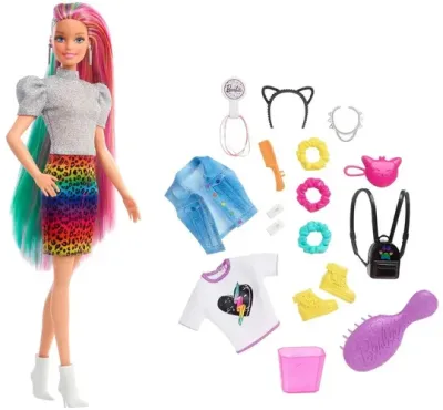 Кукла Barbie с разноцветными волосами