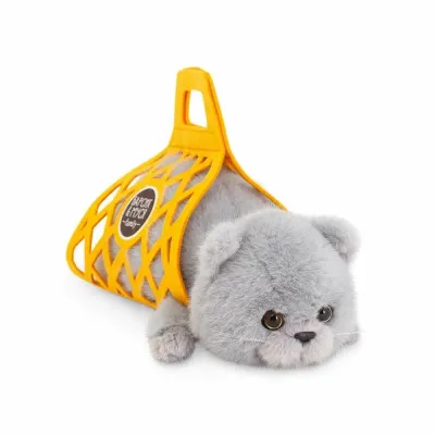 Кот Барсик в сумке серый 35 см