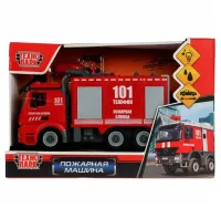 Машина пластик свет-звук Пожарная 28 см, стреляет водой, инер. кор. Технопарк