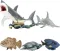 Фигурки игрушки серии “Мир морских животных“: Акула, рыба-хирург, кожистая черепаха, акула, рыба гру