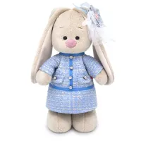 Зайка Ми в голубом платье в клетку (большой), 32 см