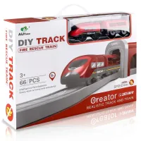 Игровой набор Autree “Железная дорога: пожарная станция“ (83х44 см, 66 дет., поезд, машины)