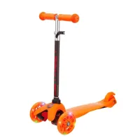 Самокат трехколесный, колеса PU со светом, размер самоката: 57*25*68 см, цвет: оранжевый