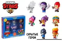 Набор коллекционных фигурок Brawl Stars, 8 шт. в коробке, 2 редких героя: Кроу и Амбер