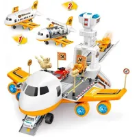 Игровой набор Etastra “Самолёт -парковка: строители“ (59,5х35х23,5 см, свет, звук)