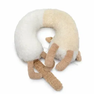 BUDI BASA Подушка дорожная с маской для сна Кот Латте Макиато “Сделаю все завтра“ 31 см