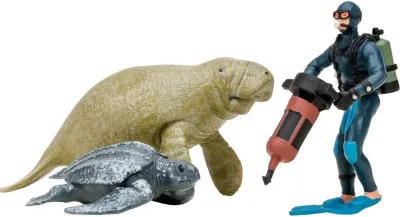 Фигурки игрушки серии “Мир морских животных“: Серый кит, ламантин, акула, кожистая черепаха, рыба гр