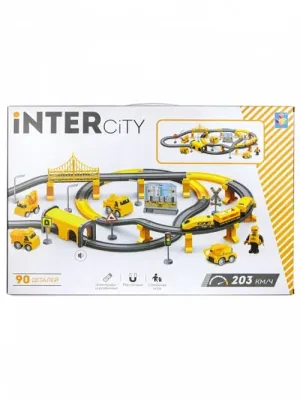 1TOY InterCity Megapolis наб. жел.дорога “Новостройка“ электропоезд 3 вагона, тунель, мост, 4 машинк