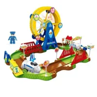 Игровой набор QI YUE “Железная дорога: Колесо обозрения“ (27х35,5х27 см, 37 дет., подвиж. поезд, зву