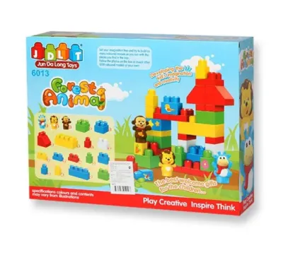 Конструктор пластмассовый JDLT “Лесные животные: Домик в чаще“ (фигурки животных, 50 деталей)