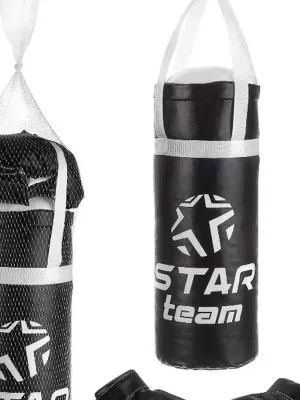 Боксерский набор "STAR TEAM" №2 средний, цвет черный, вес: груша - 2,5 кг, перчатки