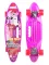 Пенниборд пластик (58х16) (колеса PU,свет,ручка,макс.вес 60 кг) фиолет. рисунок
