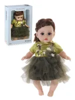 Кукла мягконабивная 35см озвученная в зеленом платье