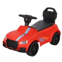 Машинка-каталка без ручки управления. колеса пластик, свет. звук, цвет: красный