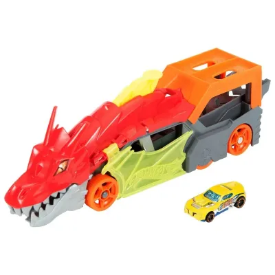 Hot Wheels Машинки Грузовик Разъяренный Дракон с хранилищем для машинок