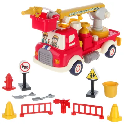 Развивающая игрушка "Машина-конструтор Пожарная", с паром, на бат., в кор.