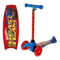 Самокат 3кол. Хот Вилс упр. наклоном, колеса pu 120 и 80 мм, свет, рег. рул. 