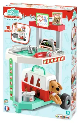 Тележка доктора - ветеринара с собачкой 15 пр. Ecoiffier