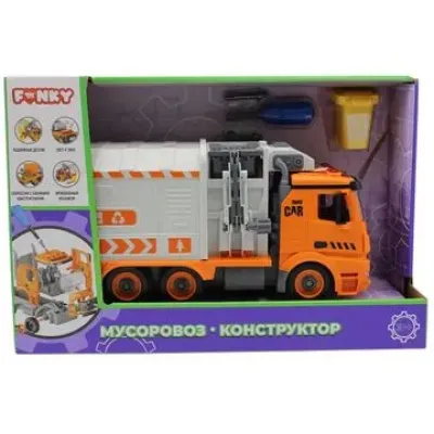 Мусоровоз-конструктор, фрикционный, свет, звук, 1:12 Funky toys FT61116