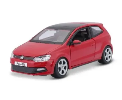 Машинка die-cast VW Polo GTI Mark 5, красная, открывающиеся двери, 