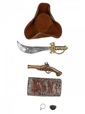 Костюм карнавальный для мальчика “Капитан Пиратов“ коричневый (Пальто, сорочка, брюки, треуголка) (К