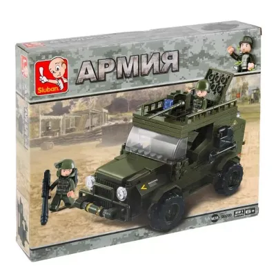 Конструктор пласт. машина ВОЕННАЯ с фигурками, 519дет.