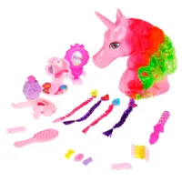 Голова-манекен единорог 25 см, с цветной гривой, 20 акс, кор КАРАПУЗ