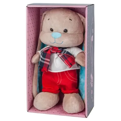 Мягкие Игрушки Зайчик Jack&Lin в Красных Штанишках, 25 см, в Подарочной Упаковке